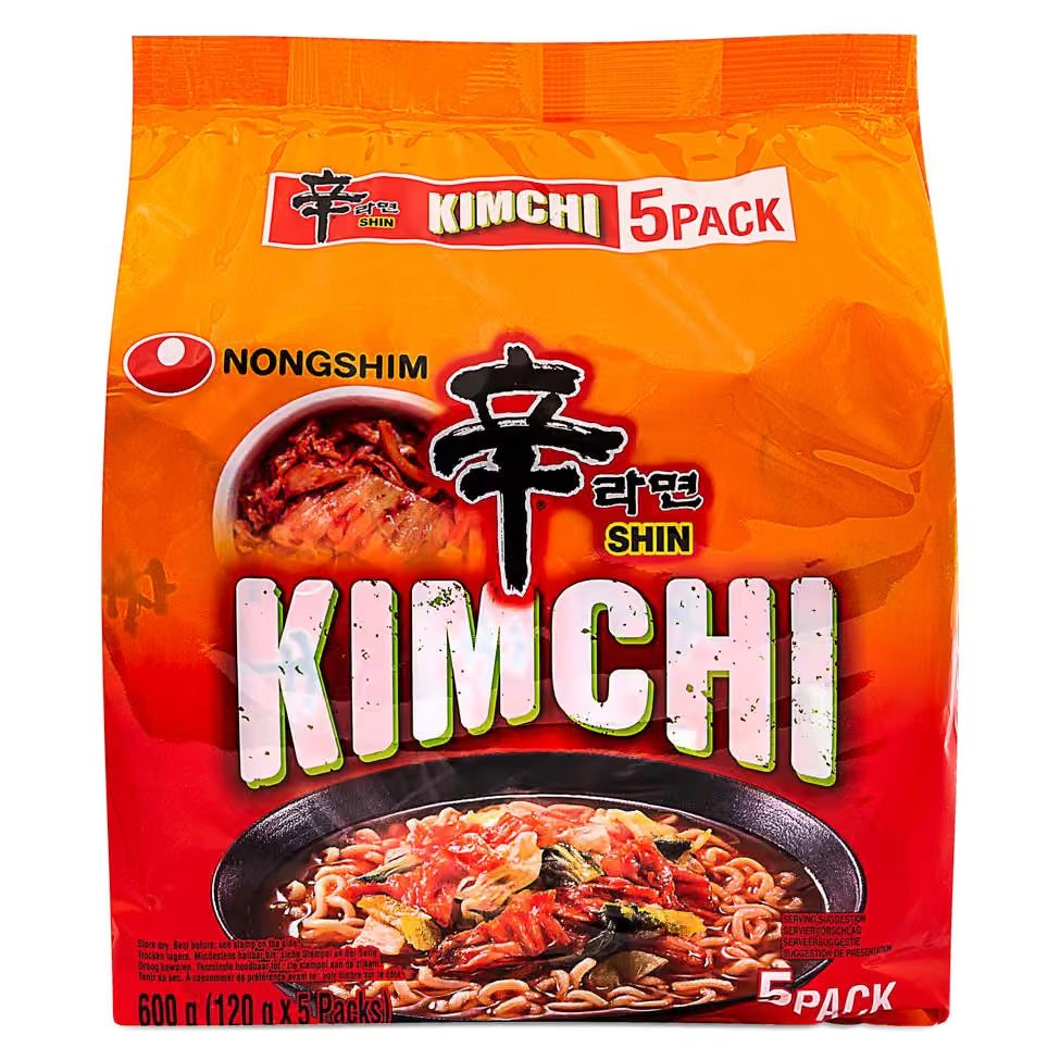 Nongshim Shin Kimchi Ramyun Noodle Multipack 600g (120g x 5 Packs)